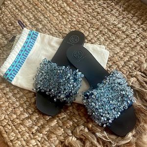 Tory Burch rhinestone slides
